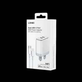 MFi Kucni punjac LDNIO A2528M 35W PD (2xUSB-C) kabal iPhone